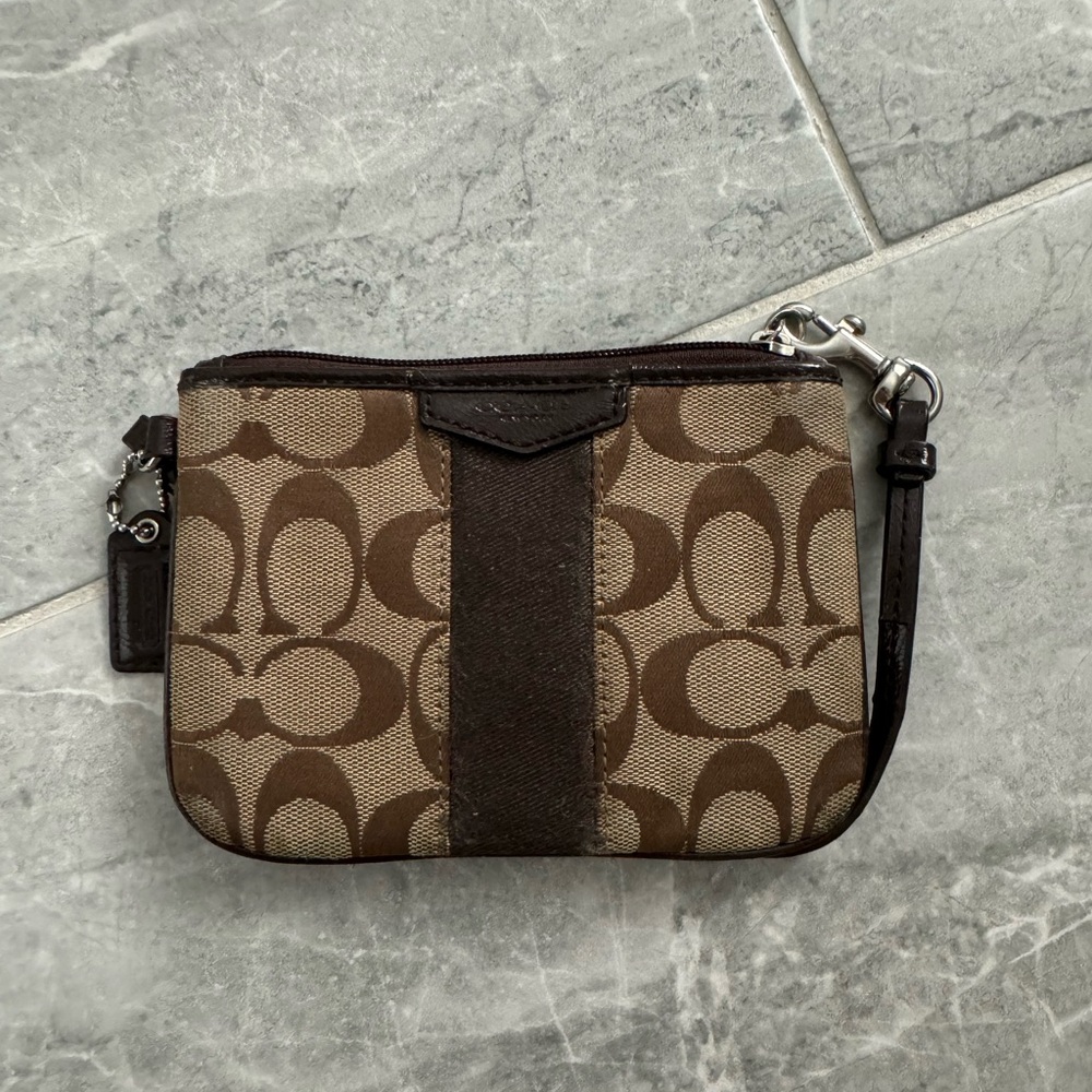 Coach Signature Stripe Wristlet